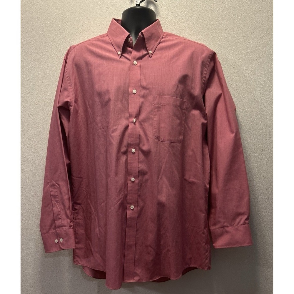 TownCraft Shirt Men's Size 17‎ 34/35 Long Sleeve Pink Button Down